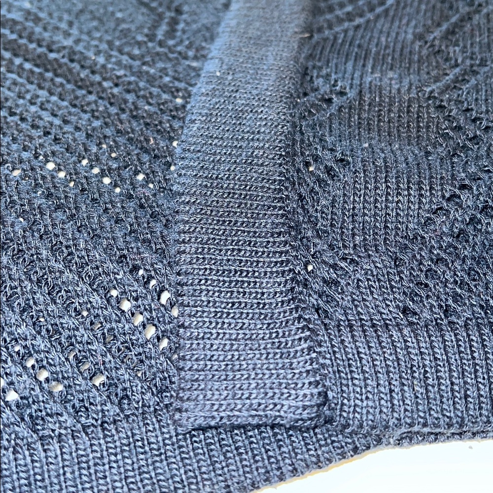 Nina Leonard Navy Open-Knit Cardigan - Picture 6 of 7